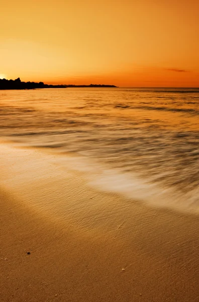 金色的沙滩日落 — 图库照片