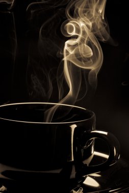 Steaming black coffee cup clipart