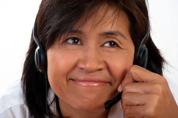 Portret van een vrouw met een headset — Stockfoto