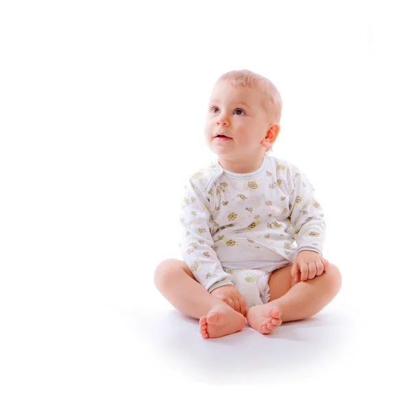 Αστεία ευτυχισμένο μωρό που απομονώνονται σε λευκό φόντο — Φωτογραφία Αρχείου