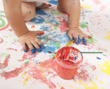 Baby and paint clipart