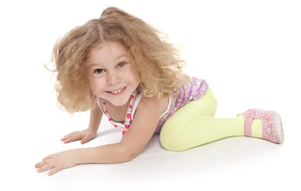 stock image Cute little girl on the floor