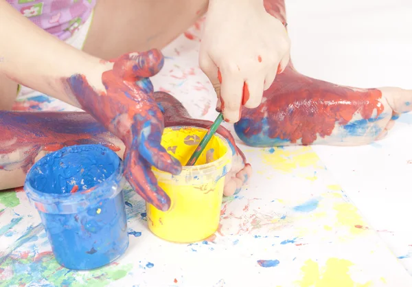 stock image Baby and paint