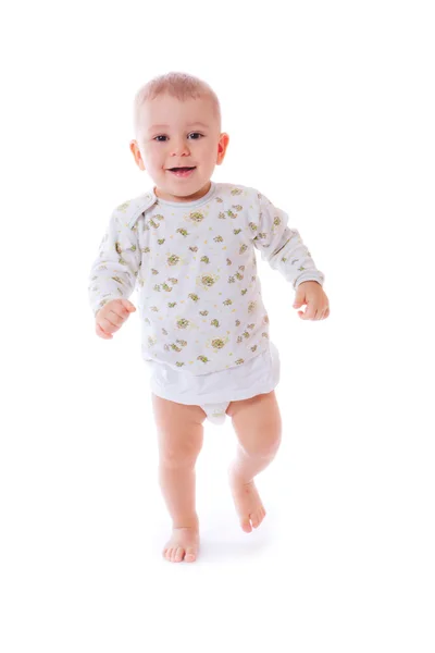 Смішна щаслива дитина ізольована на білому тлі — стокове фото