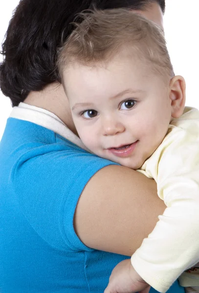 Imagem Mãe Feliz Amamentando Bebê Menino — Fotografia de Stock