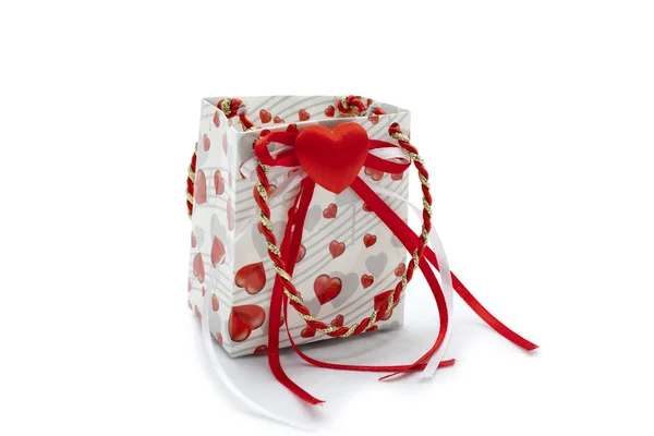 Rote Schachtel Geschenk Isoliert Auf Weißem Hintergrund — Stockfoto