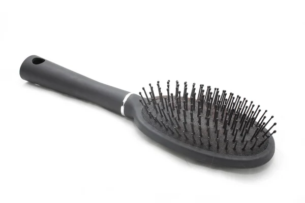 Accessory Hair Black Hairbrush Isolate White — Stock Photo, Image