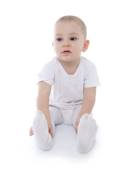 Brillante Retrato Primer Plano Adorable Bebé Sobre Blanco — Foto de Stock