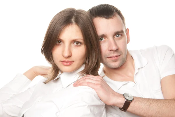 Closeup portrait of a young beautiful couple — Stock Photo, Image