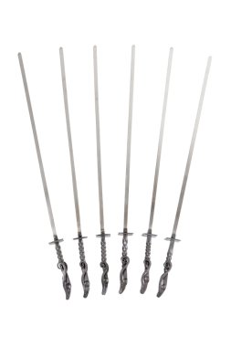 Six metal skewers clipart