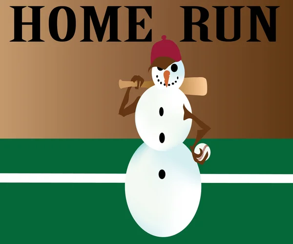 Home run snowman — Stock Vector
