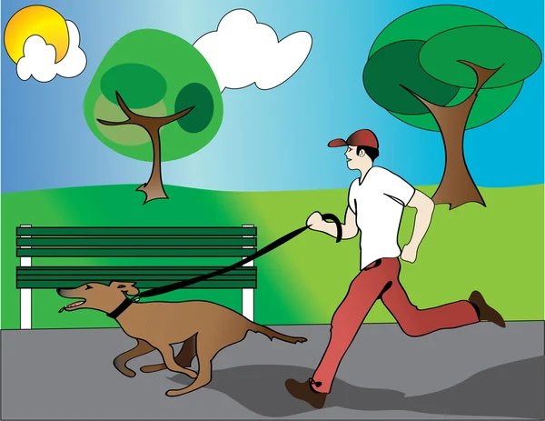 Correre con il cane — Vettoriale Stock