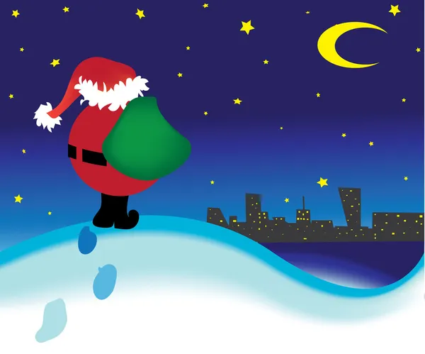Der Weihnachtsmann kommt in die Stadt — Stockvektor