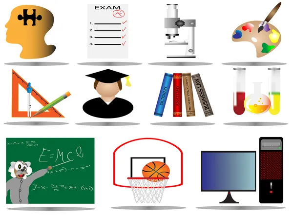 Elementary School Icon Set, Vektor Illustration von Bildungs-Icons, College i — Stockvektor