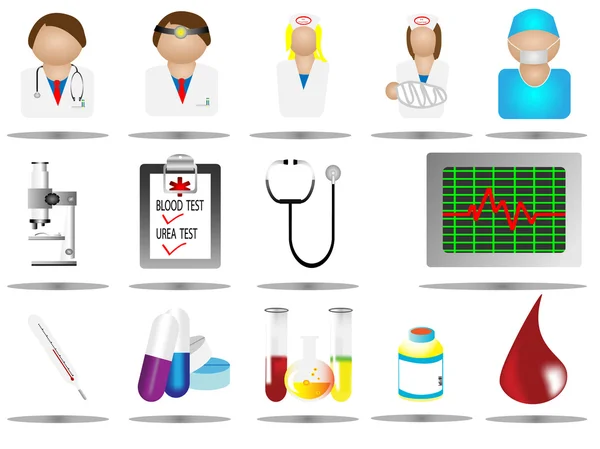Zestaw ikon szpital, ilustracji wektorowych ikony opieki zdrowotnej, opieki zdrowotnej — Wektor stockowy