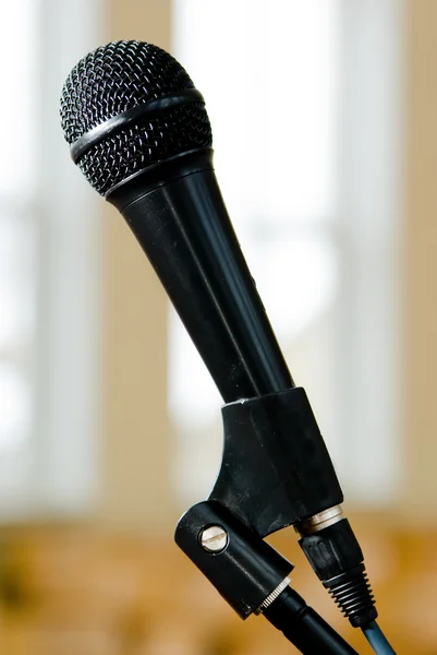 Single microphone of the conference hall — Stock Photo, Image