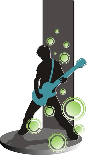 Musik män spelar en gitarr — Stock vektor