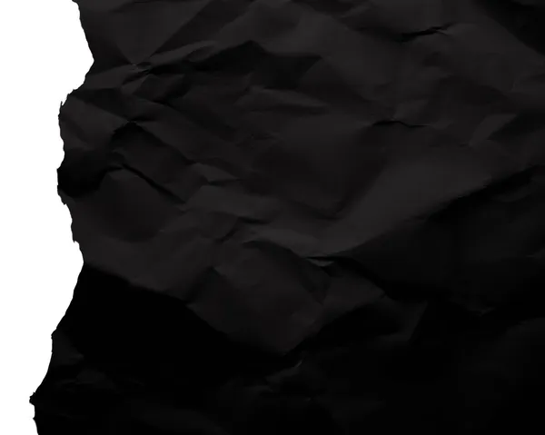 Yırtık kağıt siyah renk beyaz zemin üzerine — Stok fotoğraf