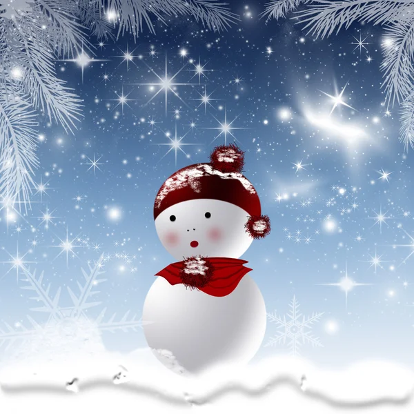 NEW YEAR'S BACKGROUND WITH SNOWMAN — Stock Photo, Image