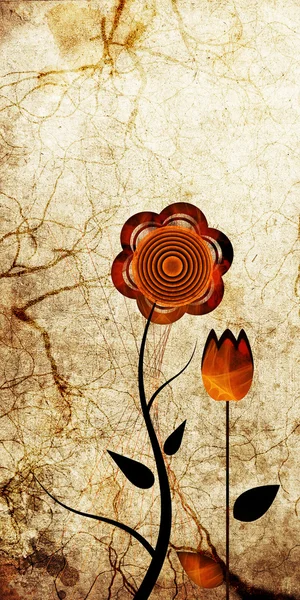 Grunge achtergrond met bloemen — Stockfoto