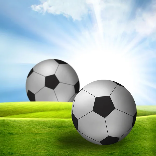 Fotbal na trávě — Stock fotografie