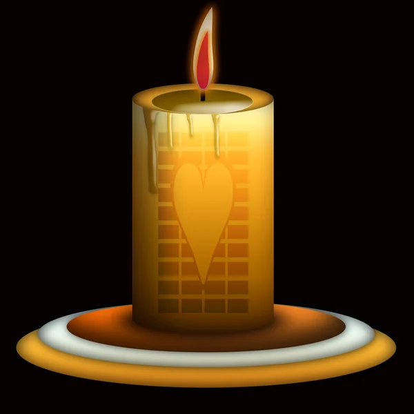 Candle on black background — Stock Photo, Image