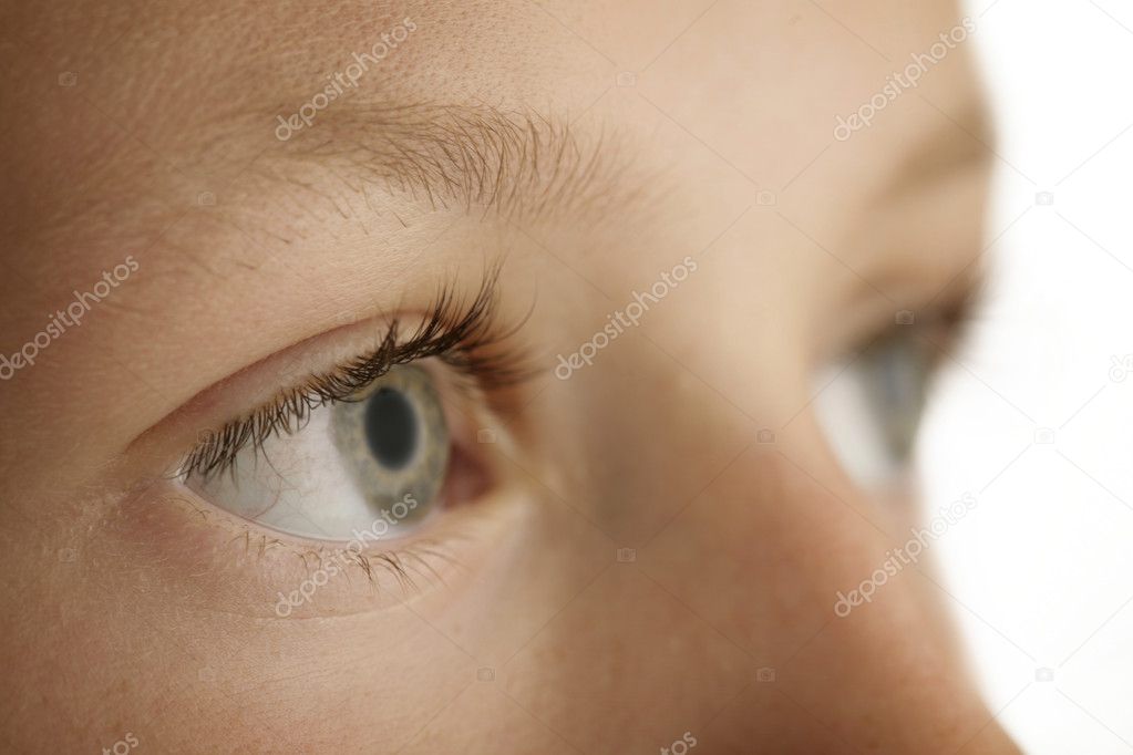 Closeup of a young boys eyes