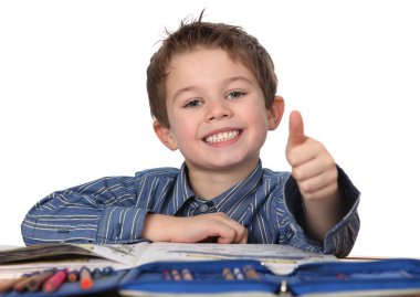 Young boy learning clipart