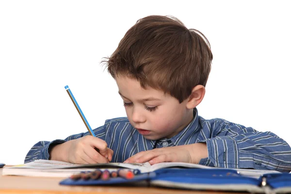 宿題をやっているかわいい若い男の子 — ストック写真