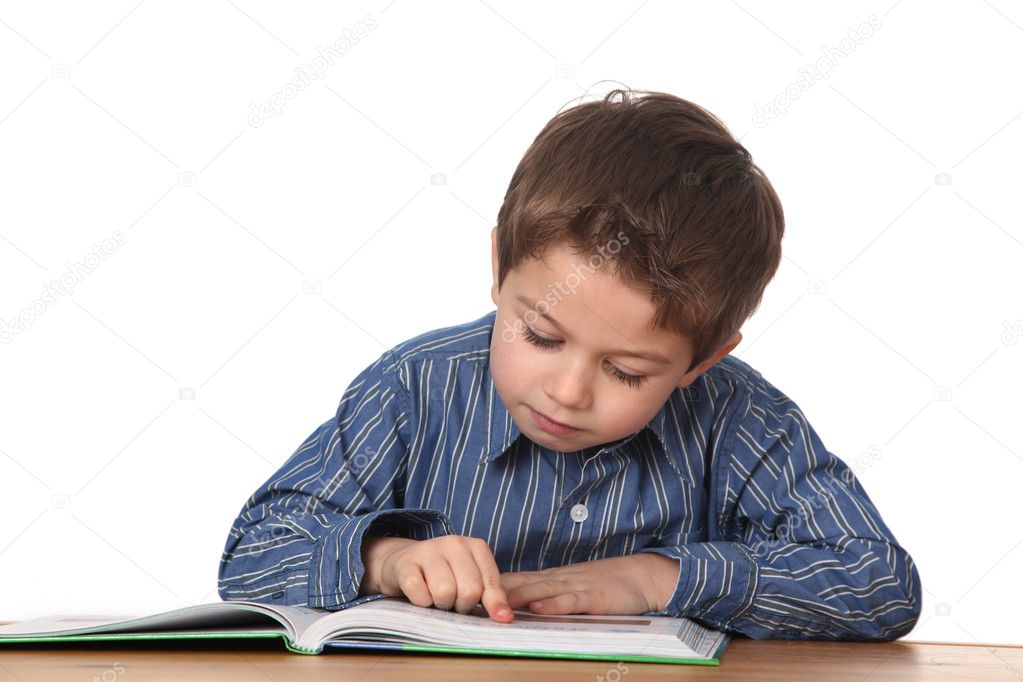 Young boy learning