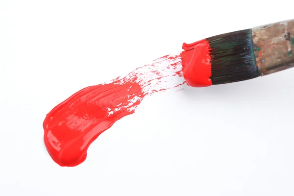 白地に赤いペンキのストローク — ストック写真