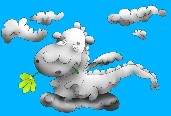 Dragon-cloud with flower — Stock Photo, Image