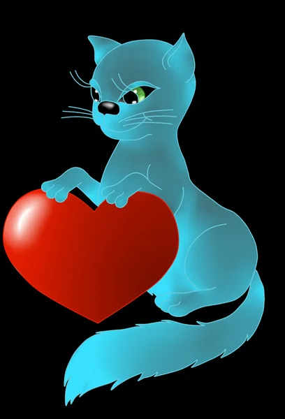 Kot niebieski z serca — Zdjęcie stockowe