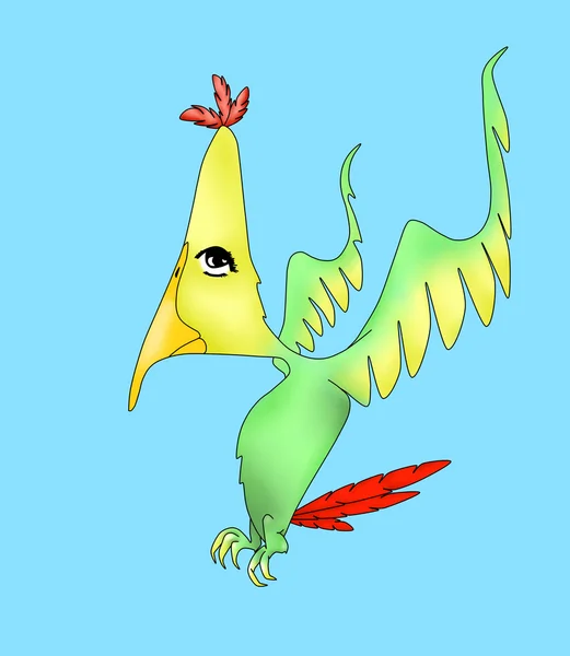 Green Bird Yellow Head Wings — Stock Photo, Image