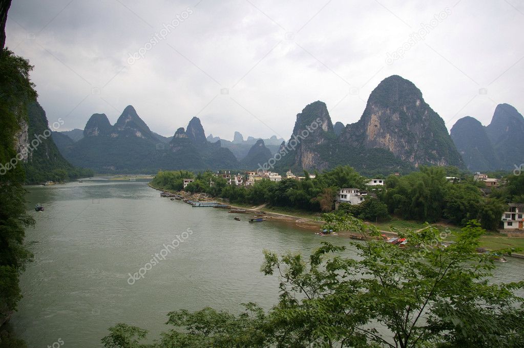 Lanscape of Li River and limestone formations in China