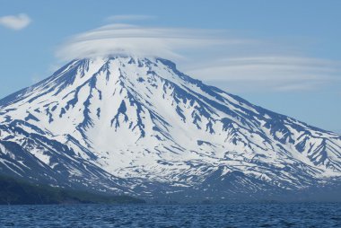 Volcano and clouds clipart