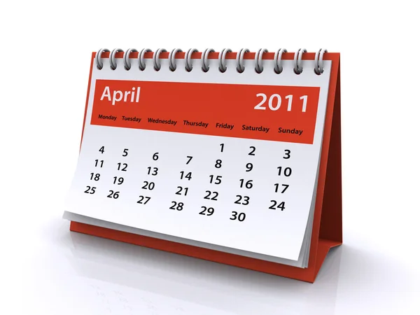 Календар квітня 2011 — стокове фото
