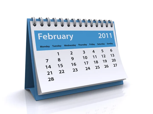 Февраль 2011 календарь — стоковое фото