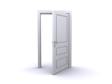 Open white door (3d render)