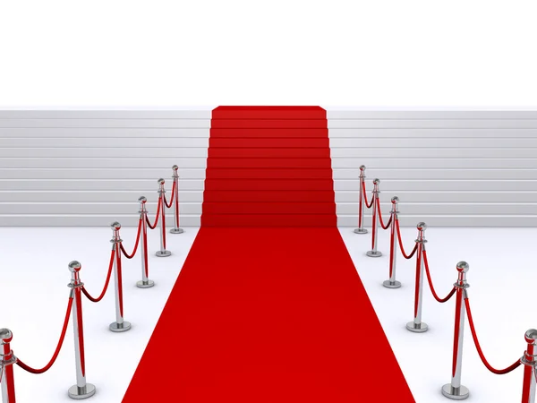 Schody a červený koberec — Stock fotografie