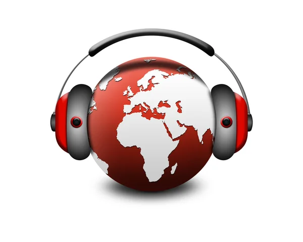 World Globe Headphones — Stock Photo, Image