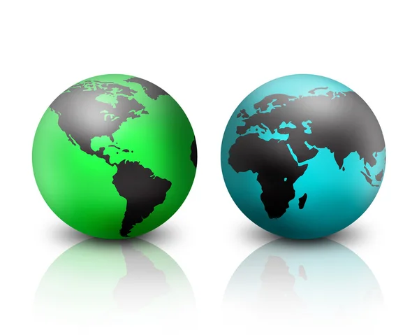 Twee Wereld Globes Komt Staan Van Verschillende Kanten — Stockfoto
