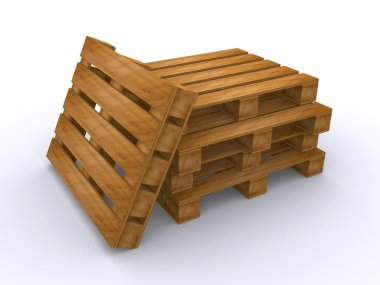 3d render of wooden pallets over a white background clipart