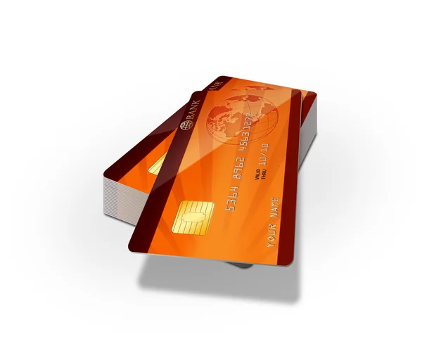 Stapel Von Kreditkarten Isoliert Auf Weißem Hintergrund — Stockfoto
