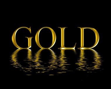 Gold abstract text with water reflection over a black background clipart