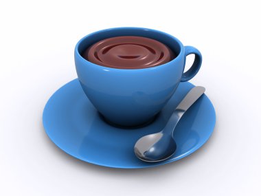 Cup of hot chocolate isolated on a white background (3d render) clipart