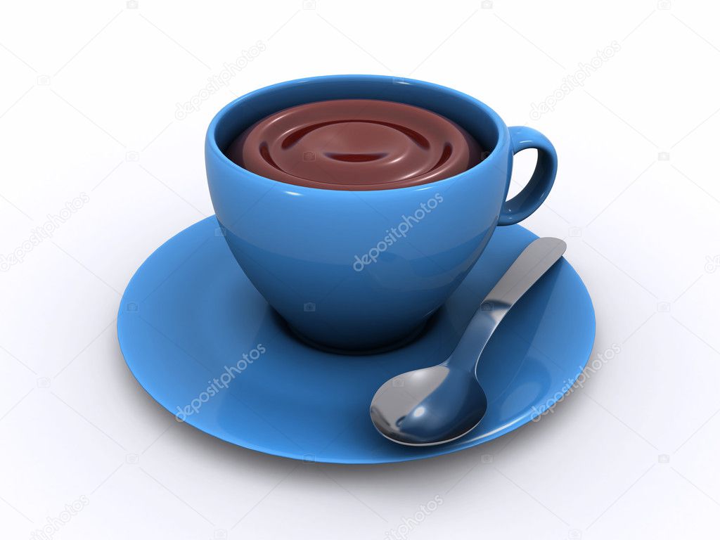 Cup of hot chocolate isolated on a white background (3d render)