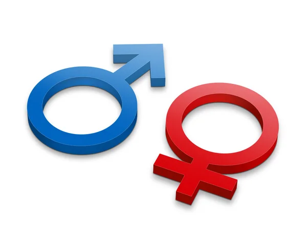 Símbolos Masculinos Femininos Isolados Sobre Fundo Branco — Fotografia de Stock