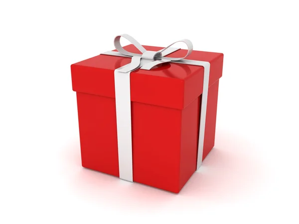 Красная Коробка Подарка Изолированы Белом Фоне Рендеринг — стоковое фото