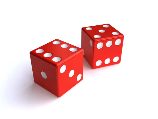 Red Dice White Background Render — Stock Photo, Image